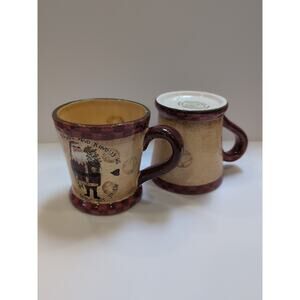 Teresa Kogut Jolly Santa Christmas Mugs Hand Painted